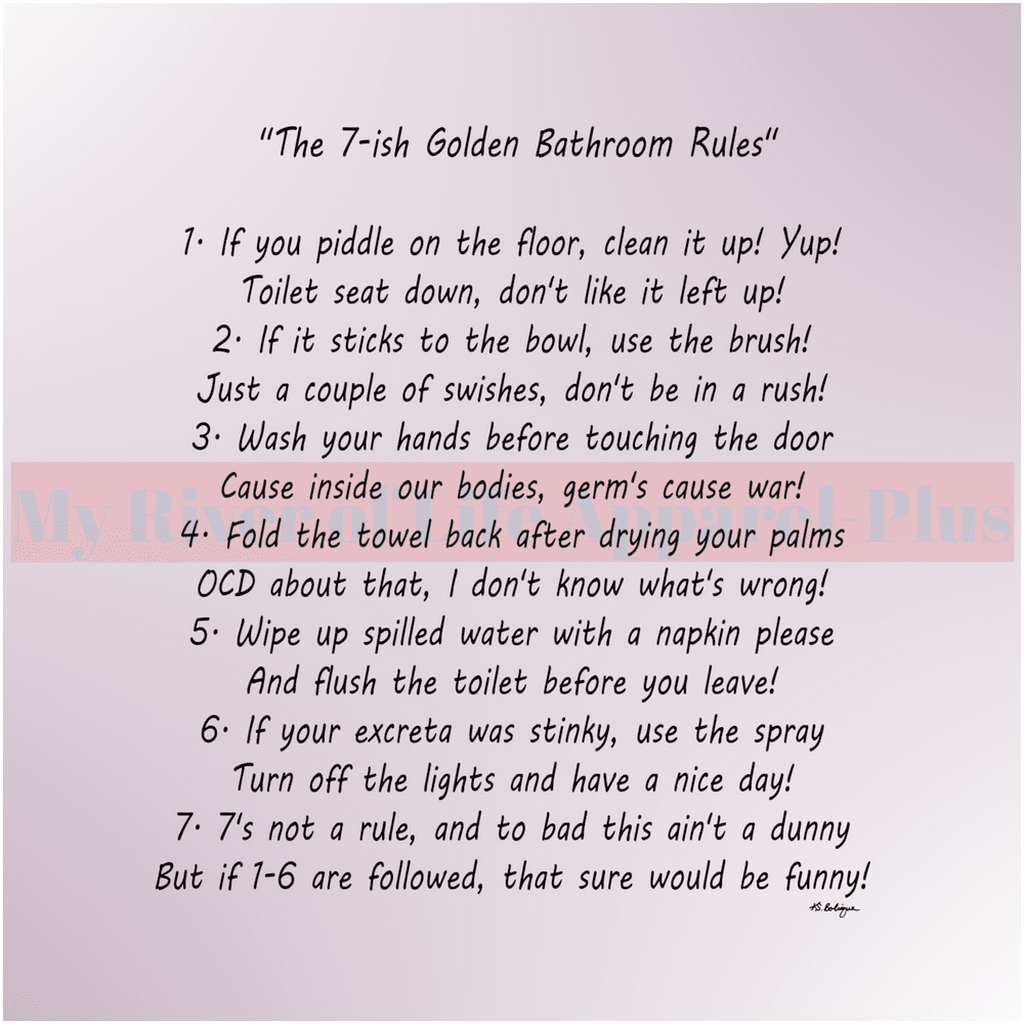 "The 7-ish Golden Bathroom Rules" Giclee Art Prints (Lavender)