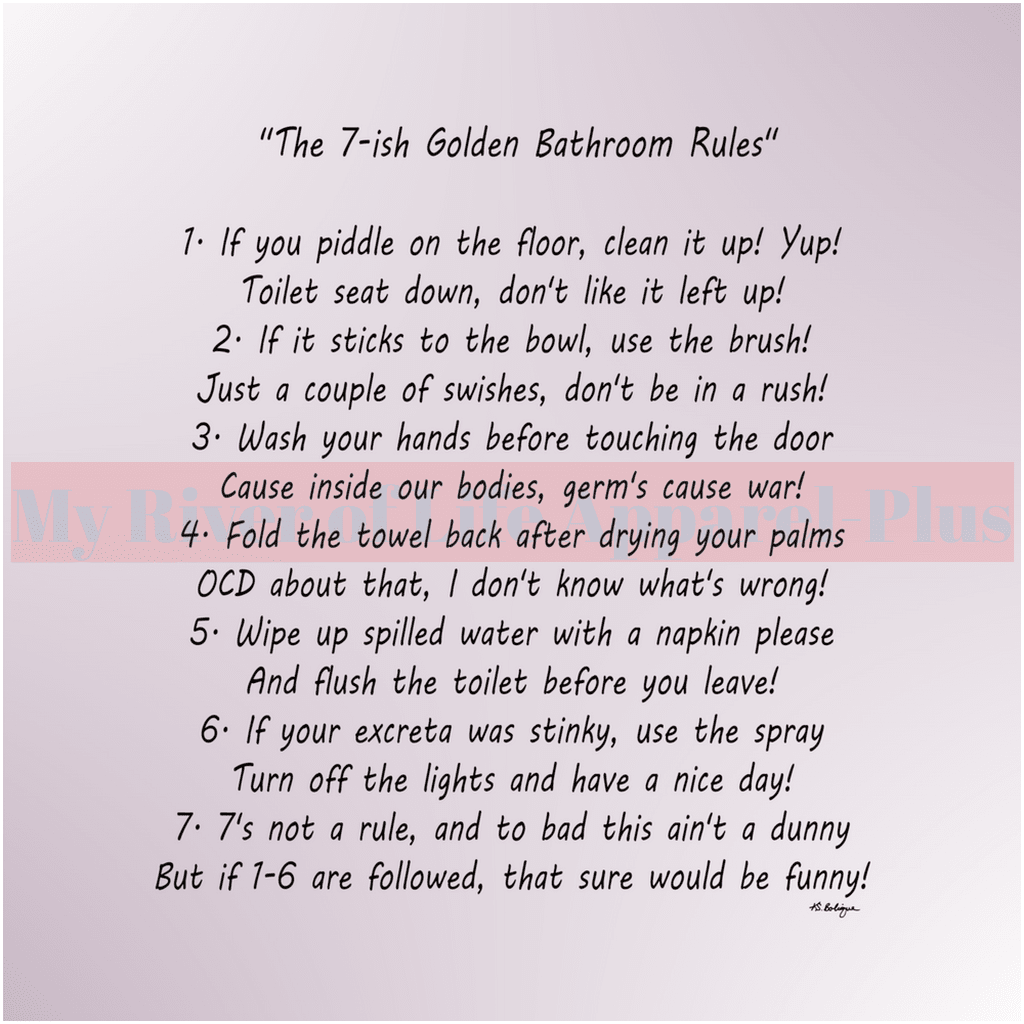 "The 7-ish Golden Bathroom Rules" Giclee Art Prints (Lavender)