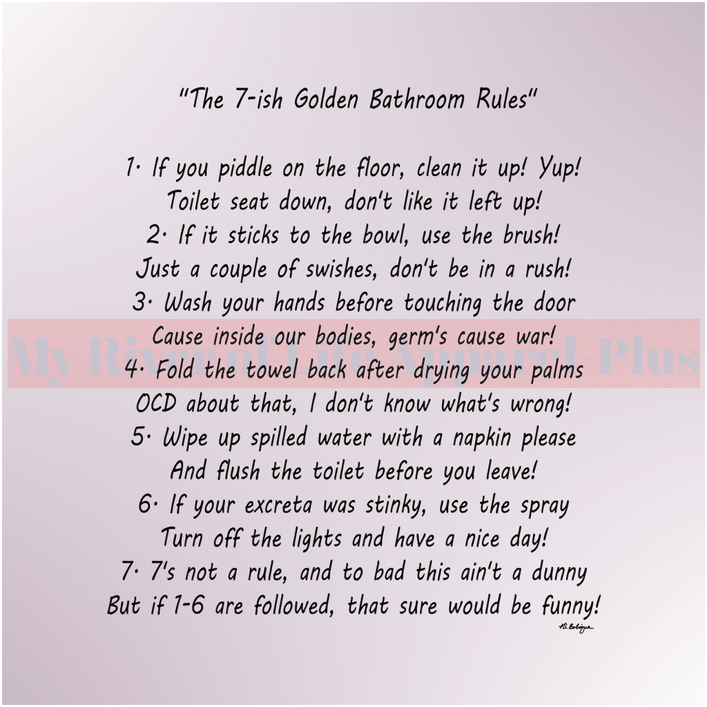 "The 7-ish Golden Bathroom Rules" Giclee Art Prints (Lavender)
