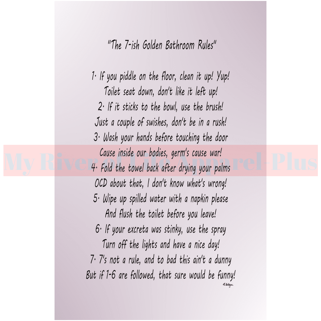 "The 7-ish Golden Bathroom Rules" Giclee Art Prints (Lavender)