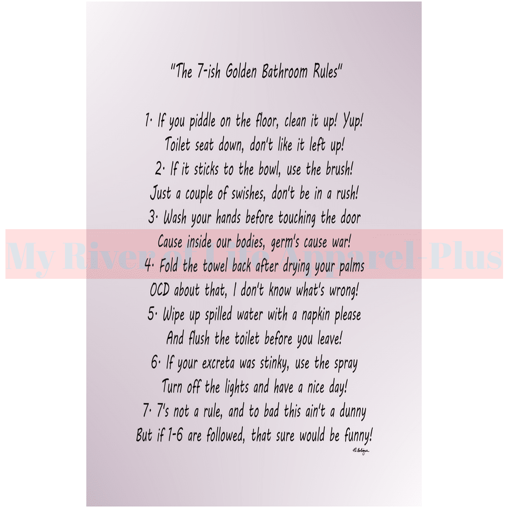 "The 7-ish Golden Bathroom Rules" Giclee Art Prints (Lavender)