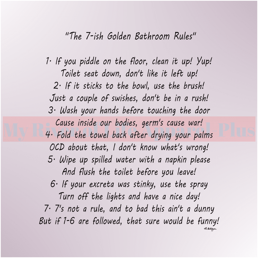"The 7-ish Golden Bathroom Rules" Giclee Art Prints (Lavender)