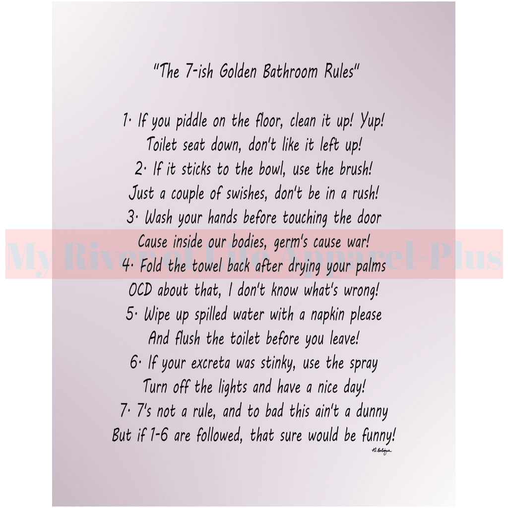 "The 7-ish Golden Bathroom Rules" Giclee Art Prints (Lavender)