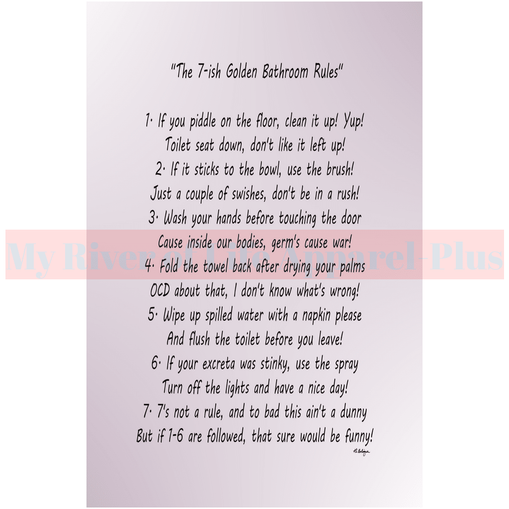"The 7-ish Golden Bathroom Rules" Giclee Art Prints (Lavender)