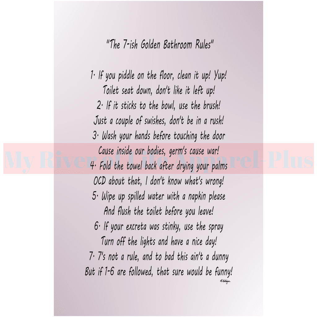 "The 7-ish Golden Bathroom Rules" Giclee Art Prints (Lavender)