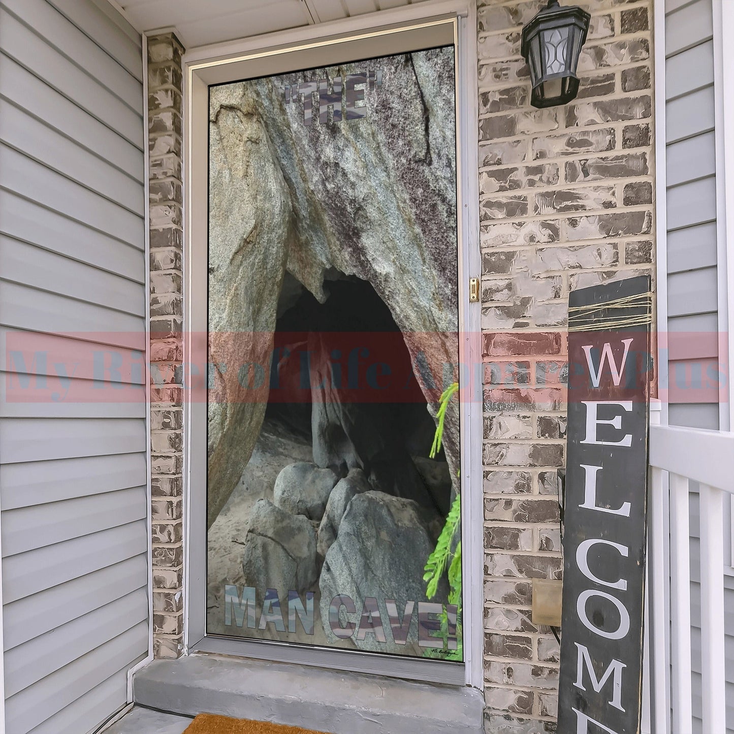 "THE MAN CAVE" Door Poster-Camouflage Lettering (Fabric)