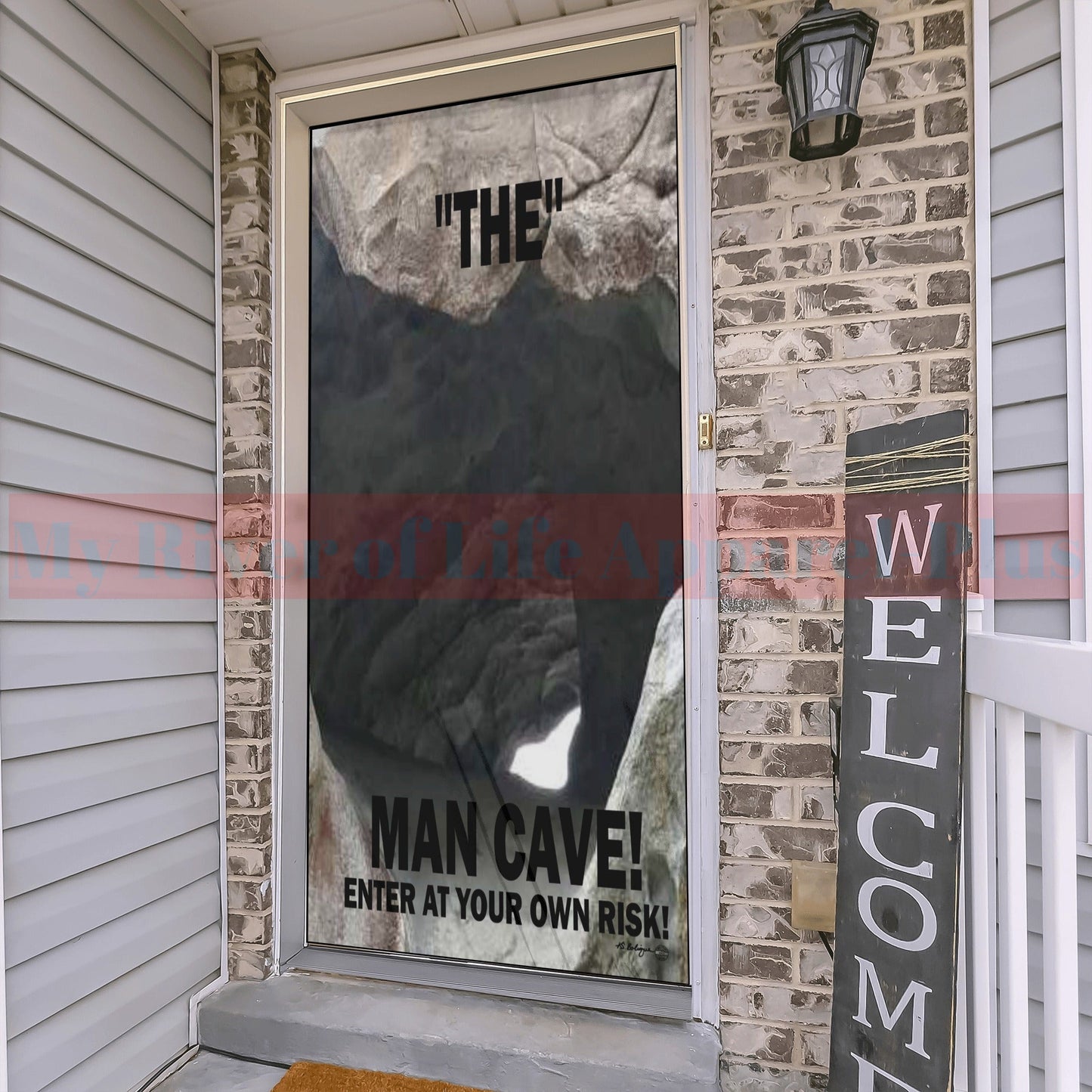 Black Lettering "Man Cave" Door Poster